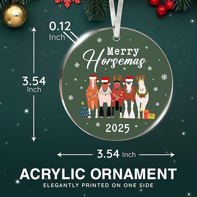 Horse Gifts for Women - Horse Ornaments for Christmas Tree, Unique Cowgirl Gifts for Women, Acrylic Western Ornaments, for Horse Lovers & Girls