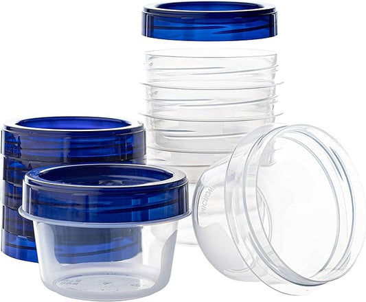 PLASTICPRO Deli Containers Clear bottom With blue Top Twist on Lids Reusable, Stackable, Food Storage Freezer Container (6, 4 OUNCE)