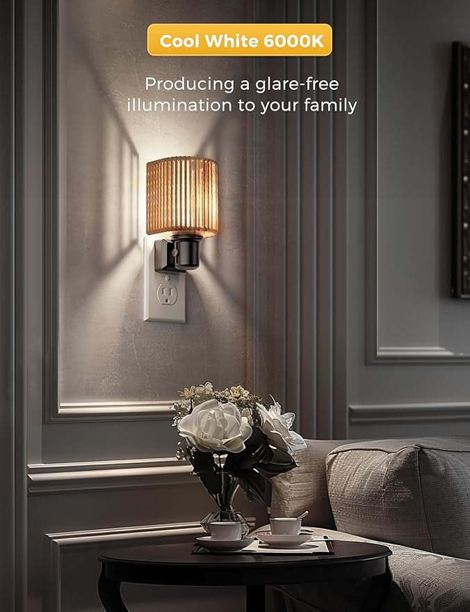 L LOHAS LED Night Lights Plug into Wall, Boho Night Light, Decorative Bohemian Night Lights, Dimmable 0-100LM, Daylight White, Light Sensor, Vintage NightLight Farmhouse for Bedroom Bathroom, 1 Pack