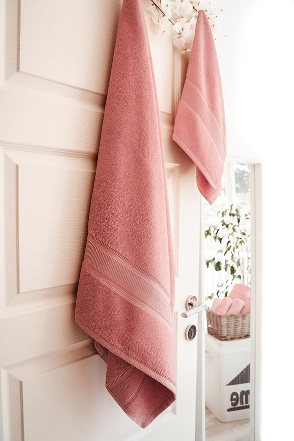 Luzia 8 Piece Bathroom Towel Set - 100% Turkish Cotton, Premium Quality - 2 Bath Towels 2 Hand Towels and 4 Washcloths (Coral)