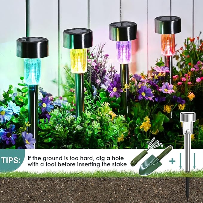 GIGALUMI Solar Lights Outdoor Waterproof, 20 Pack Multicolor, Garden Decor Pathway Lights Solar Powered for Yard Patio, Lawn and Landscape