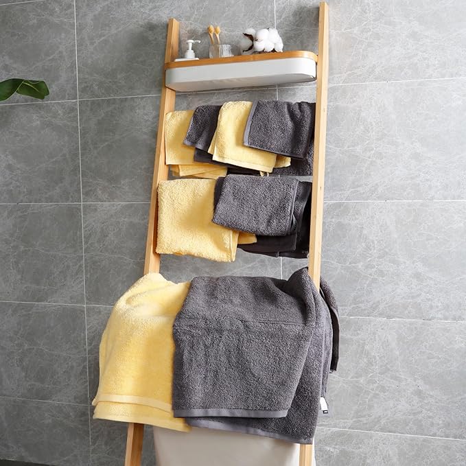 SEMAXE 12-Piece Family Bathroom Towel Set - 100% Cotton, 4 Bath Towels, 4 Hand Towels, 4 Washcloths, Ultra-Soft and Super Absorbent, Lighter Weight