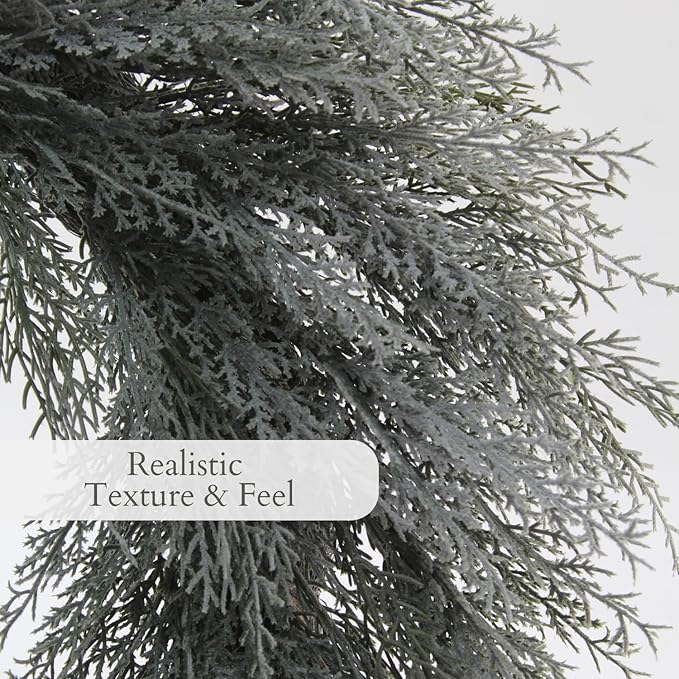 CG Hunter Holiday Collection Flocked Cedar Wreath, Premium Artificial Indoor and Outdoor Large 30" Flocked Cedar Christmas Wreath, Christmas Decorations and Holiday Greenery