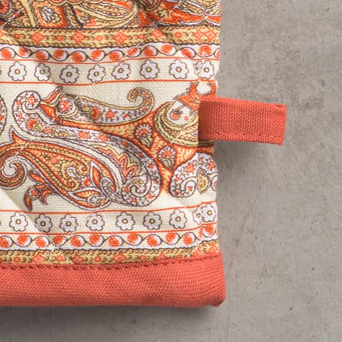 Maison d' Hermine Oven Gloves 100% Cotton Oven Mitt 7" x 13" with Loop Heat Resistant BBQ Cooking Gloves for Thanksgiving Christmas Decorations Baking Handling Hot Pans (Pack of 1, Kashmir Paisley)