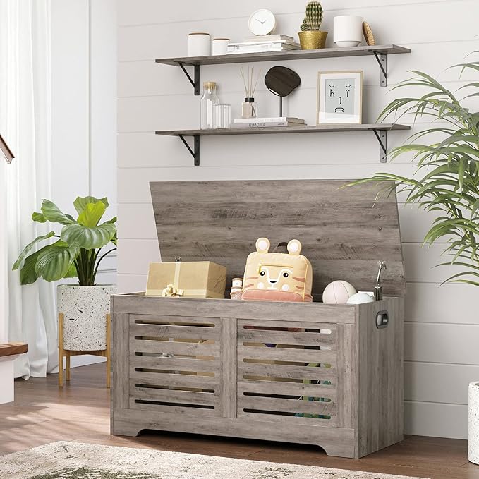 DINZI LVJ Long Wall Shelves, 39.4Inch Wall Mounted Shelves Set of 2, Easy-to-Install, Wall Storage Ledges with Sturdy Metal Brackets for Living Room, Bathroom, Bedroom, Kitchen, Greige