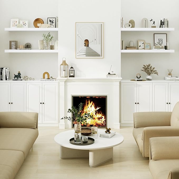 Heimlove White Bathroom Shelves Floating Shelves for Wall Shelf Over Toilet Long Wall Mounted Modern Farmhouse,48 x 12 Shelves with Invisible Brackets for Living Room, Kitchen, Bedroom