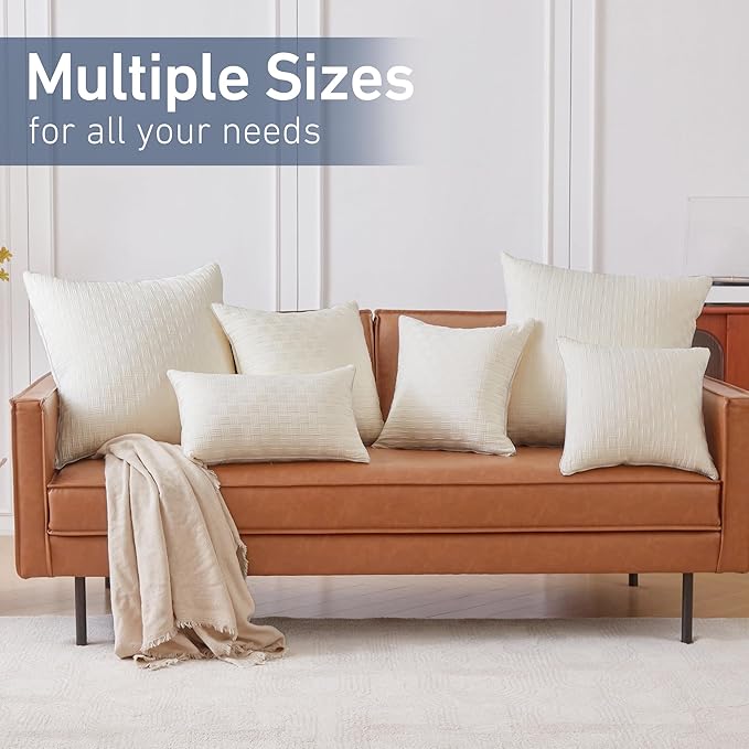 Leeden 22x22 Pillow Inserts Set of 2-22 Inch Decorative Throw Pillow Insert, Soft Fluffy Square Throw Pillows for Couch Bed, Beige Couch Pillow Insert Pair