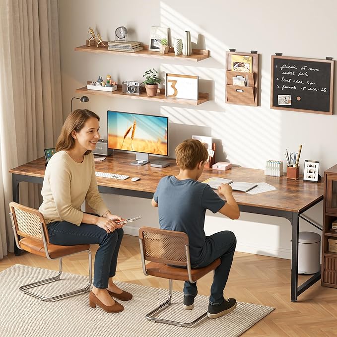 PRAISUN 78.7 X 29.5 Inch Computer Desk with Deeper Desktop, Long Gaming Office Writing Work Desk for Home Office, Study, Bedroom, Work from Home, Metal Frame, Rustic Brown