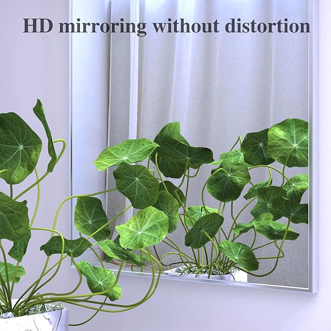 ANYHI Over The Door Mirror, 47"x12" Silver Full Length Mirror with 2 Hooks, Aluminum Brushed Frame, for Bedroom Bathroom