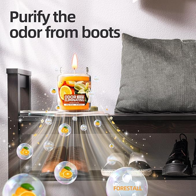 Orange & Vanilla Odor Eliminating Candles for Home Scented, Eliminates 99% of Pet, Smoke, Food and Other Smells Quickly, Highly Scented Candle, Premium Soy Candles Set for Women