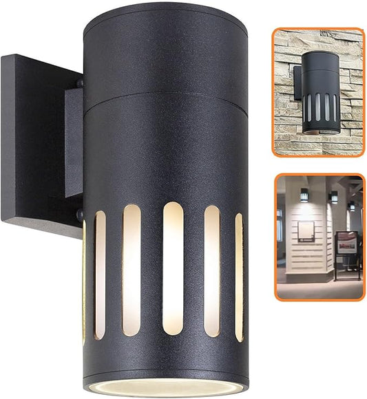 Outdoor Wall Sconce, Exterior Lighting Fixture - ETL Listed, Die-cast Aluminum Waterproof Wall Mount Cylinder Design - 1-Direction Up or Down Light Fixture for Porch, Backyard or Patio