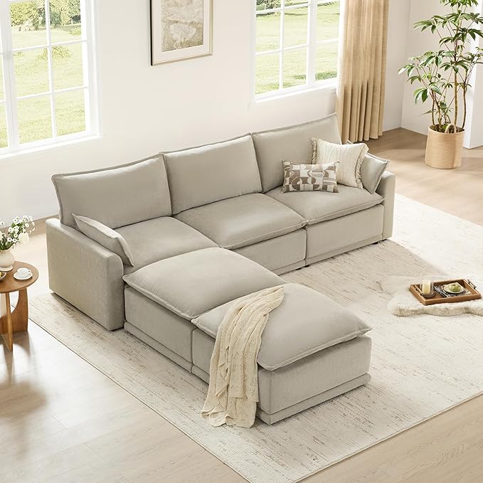 CHITA 113" Oversized Cloud Couch, Modern Modular Sectional Sofa Set for Living Room, 5 Seater U Shaped Sectional Couch, Taupe