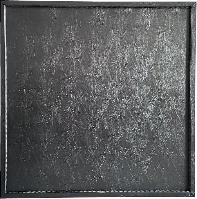 34 * 34 inches Luxury Leather Square Oversized Service Tray, Ottoman & Coffee Tray for Family Dinner, Out-of-House Picnic & Party - Black