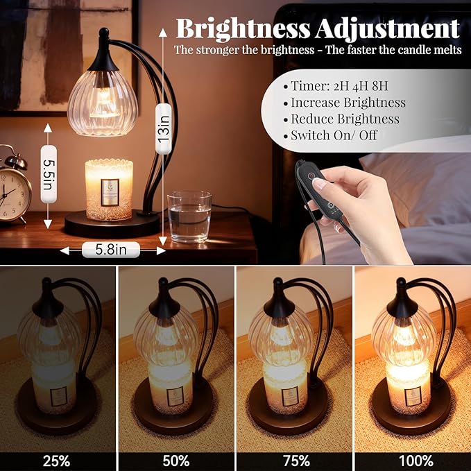 Candle Warmer Lamp with Timer Dimmer - Candle Lamp for Jar Candles - Birthday Gifts for Women Mom Home Decor House Warming Gifts, Lamp with 2 Bulbs