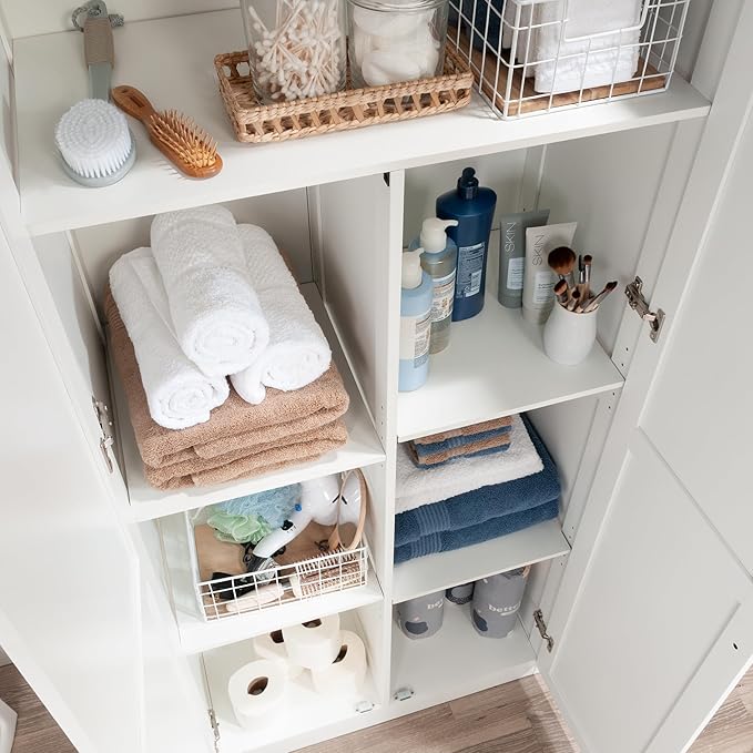 Sauder HomePlus Farmhouse Multipurpose Storage Cabinet Tall Pantry with Adjustable Shelves, in White Finish