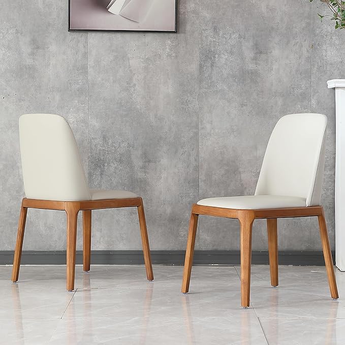 Dining Chairs Set of 2, Modern PU Leather Dining Wooden Legs for Living Kitchen Dining Room