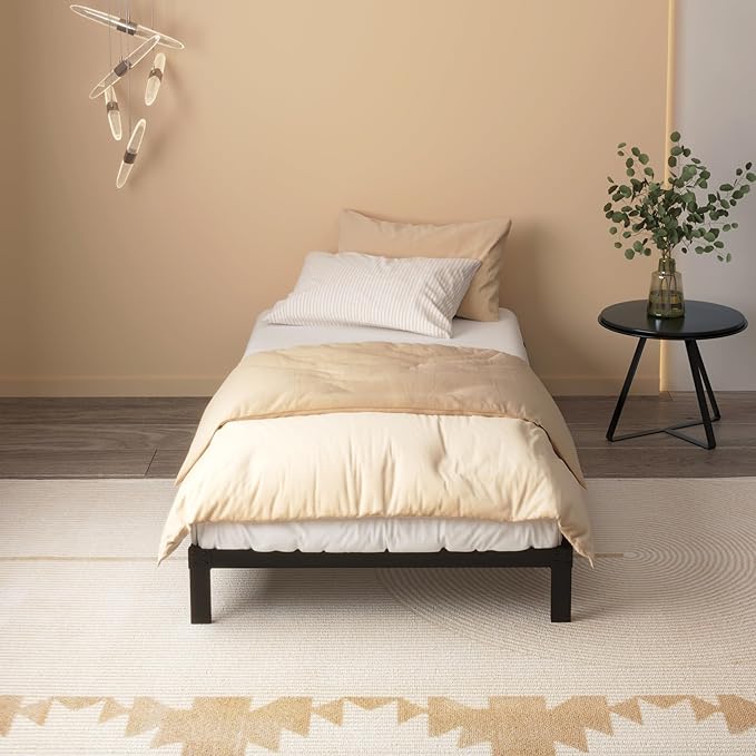 XL Twin Bed Frame No Box Spring Needed, 8 Inch Heavy Duty Metal Twin XL Platform Bed Frame Support Up to 2500 lbs, Easy Assembly, Noise Free, Black