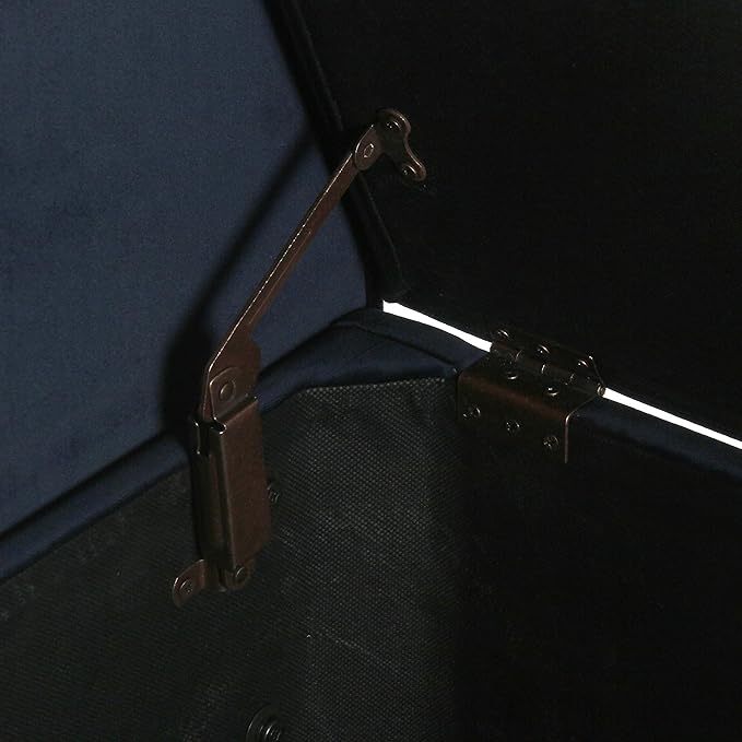 HomePop Home Decor | Upholstered Modern Storage Ottoman Bench with Pillows | Ottoman Bench with Storage for Living Room & Bedroom | Decorative Home Furniture (Navy)