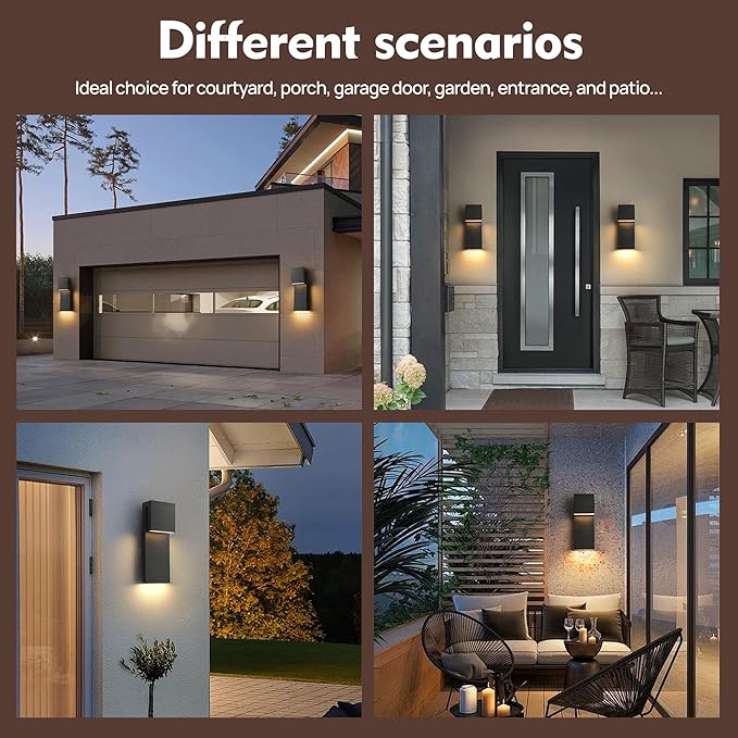 Modern LED Large Outdoor Wall Light 3000K 28W IP65 Waterproof Integrated LED Outdoor Wall Sconce Anti Rust Black Porch Lights Exterior Lighting Outside Lights Fixture for Garage,Balcony,Backyard 1PACK