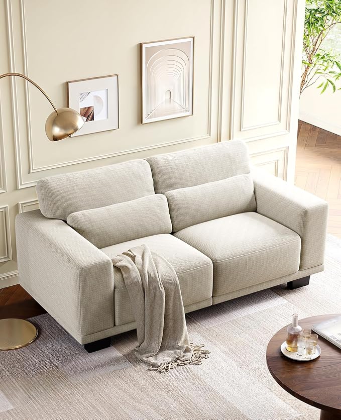 Amada 65" Loveseat Sofa, 2 Seater Couch with Deep Seats and Wide Armrests for Living Room, Comfy Couch with Removable Washable Covers, Easy Assembly