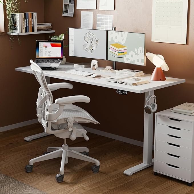 Agilestic Electric Standing Desk, Extra Large 71 x 31.5 Inches Height Adjustable Desk, Sit Stand Up Workstation for Home Office, Ergonomic Rising Gaming Computer Table with Memory Preset,White