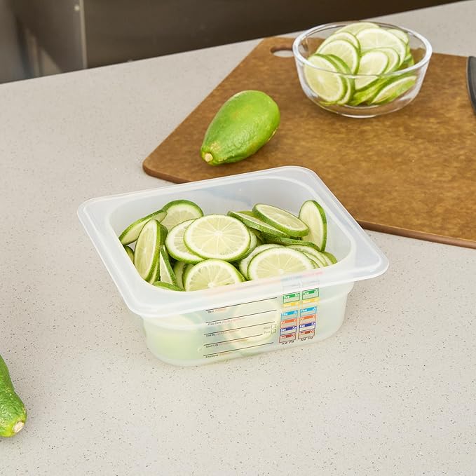 Restaurantware Food Pans Pack of 10 Plastic Square Food Containers 1/6 Size with Traceability Label, Storage Containers Dishwashable Hot Cold Friendly for Restaurants Buffet Commercial Use