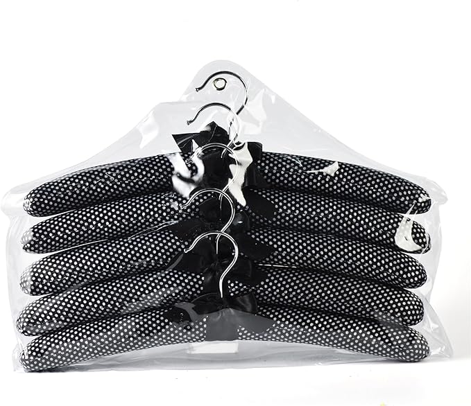 Satin Padded Hangers Polka, Blouse Sweater Hanger with Thick & Soft Foam for Bridal Wedding Dress Lingerie, Smooth Silk Covered Shirt Hanger Without Shoulder Bump (10)