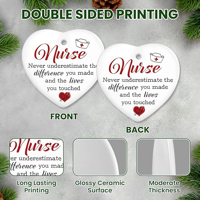 GEEMBI Christmas Nurse Gifts for Women - Ceramic Christmas Ornaments 2025 for Tree Decorations - RN LPN Appreciation Thank You Gifts for Nurses Female, Nurse Gift, Inspirational Gift for Nurses Female