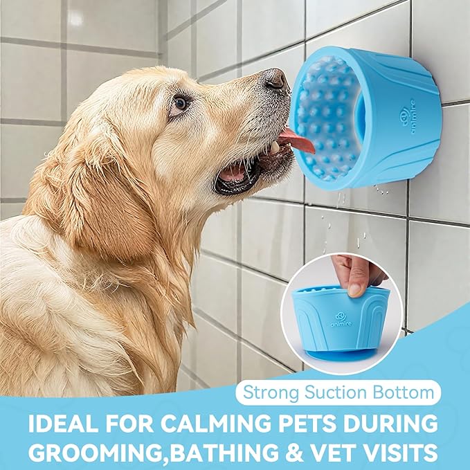 Dog Slow Feeder Lick Bowl, Anxiety Relief Dog Licking Mat Treat Dispenser, Non-Slip Anti-Choking Slow Eating Lick Bowl for Small Medium and Large Breed Dogs, BPA Free Silicone