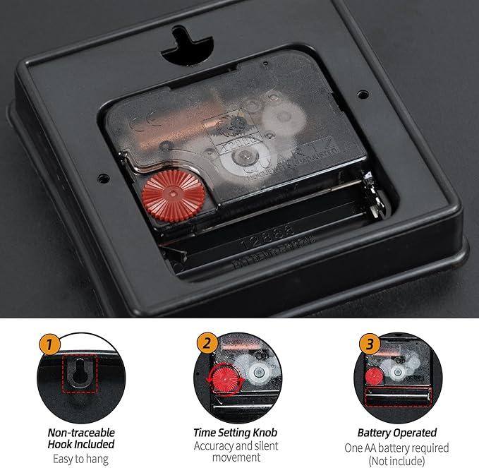 Large Wall Clock 20IN, Silent Metal Wood Style Wall Clocks Battery Operated for Living Room Decor, Farmhouse Big Wall Clock, Outdoor