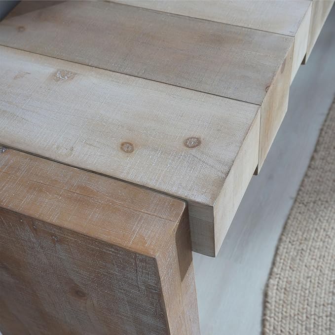 71" Rustic Wooden Console Table with Step-Block Design, Mid Century Modern Sofa Table Behind Couch, Farmhouse Wood Entryway Table for Living Room, Entrance