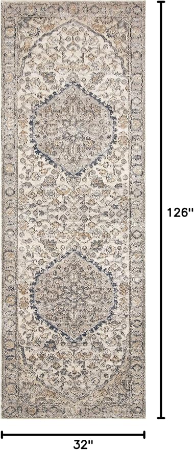 Loloi Teagan Collection TEA-01 Natural/Lt. Grey 2'-8" x 10'-6" Runner Rug, Large, Soft Neutral Rug, High-Traffic for Living Room, Bedroom, Home Office, Dining Area