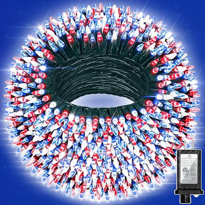 470FT 1500LED Christmas Lights, 12 Modes Red Blue and White Outdoor String Lights with Timer & Dimmable, Waterproof Green Wire Christmas String Lights for Indoor Tree Xmas Patio Fence Wedding Party