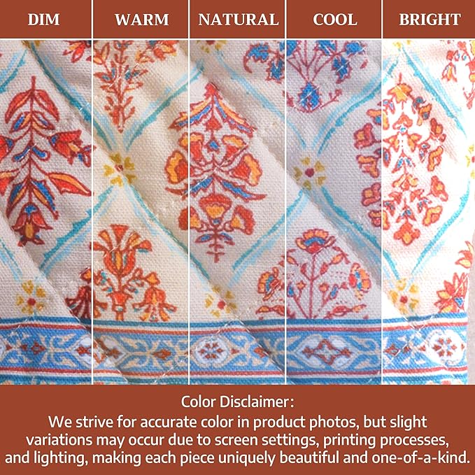 Maison d' Hermine Oven Gloves 100% Cotton Oven Mitt 7" x 13" with Loop Heat Resistant BBQ Cooking Gloves for Thanksgiving Christmas Decorations Baking Handling Hot Pans (Pack of 1, Romane)