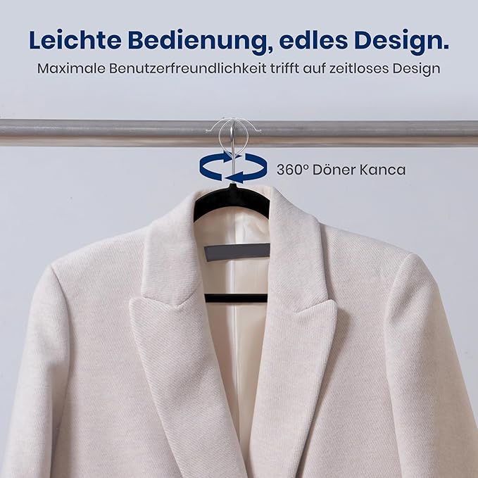 SereneLife Premium Non-Slip Velvet Hangers-Space Saving Heavy Duty Slim Suit Clothes Hanger Set with 360 Degree Swivel Metal Hook,Can Hold Up to 10 Lbs.for Coats, Jackets,Pants & Dress (50-Pack),Black