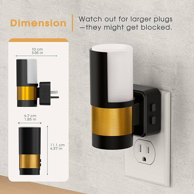 Briignite Night Lights Plug into Wall, Dimmable 3CCT Night Light for Kids, 2 Pack Amber/3000K/5000K Adjustable NightLights Plug in, 360° Rotation, Dusk to Dawn Sensor, Nightlight for Bedroom Hallway