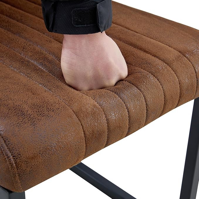 Modern Dining Chairs Set of 4, White Faux Leather Kitchen Chairs, Upholstered Armless Dining Room Chair with Gold Mental Legs Heavy Duty, Comfortable (Style 2 Brown Chiars, Set of 4)