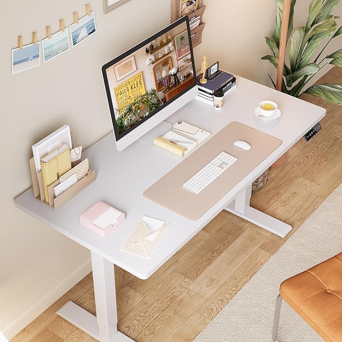 Whole Piece Standing Desk with Wheels Adjustable Height- Mobile Stand up Desk with Lockable Casters, Portable Sit Stand Desks Electric for Home & Office Workstation