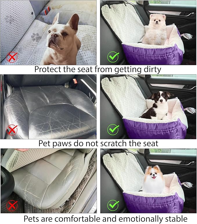 Car Seat Suitable for Small Dogs, Pet CarSeat with Storage and Clip-On Safety Tether, Fully Removable and Washable Dog Car Seat, Dogs Booster Seat Suitable Small Medium Dog