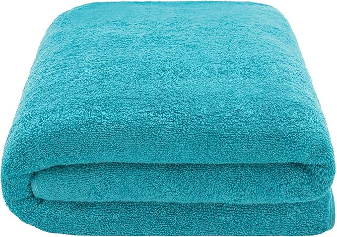 American Soft Linen Oversized Bath Sheet 40x80 Extra Large for Bathroom, 600 GSM 100% Cotton Turkish Jumbo Bathsheet Towels for Adults, Aqua Blue Bath Sheet