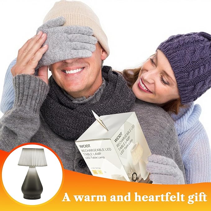 Wireless Charging LED Desk Lamp with Touch Control, 3 Color Options, Dimmable, Pleated Lampshade. Suitable for Dining Room, Bedroom, Office, Outdoor Camping