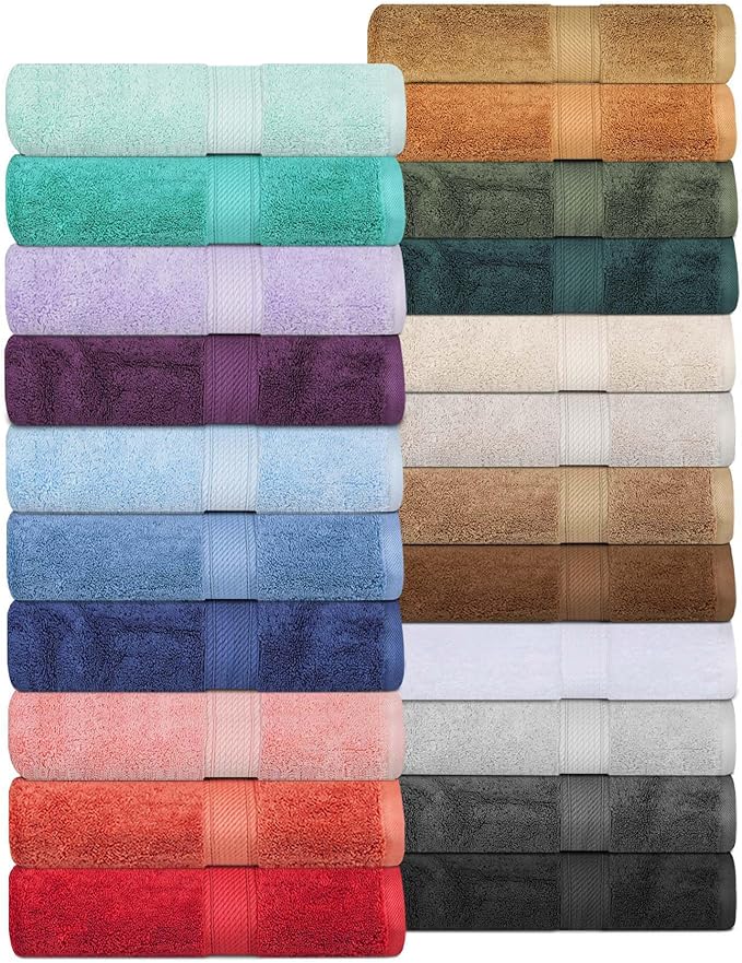 Superior Egyptian Cotton Pile Face Towel/Washcloth Set of 6, Ultra Soft Luxury Towels, Thick Plush Essentials, Absorbent Heavyweight, Guest Bath, Hotel, Spa, Home Bathroom, Shower Basics, Sea Foam
