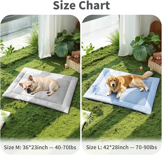 Cooling Mat for Dogs Washable Puppy Sleeping Mat Anti-Slip Durable Dog Crate Pad Comfortable Breathable Skin Friendly Outdoor Mattress Grey (42×28×1.2 inches)