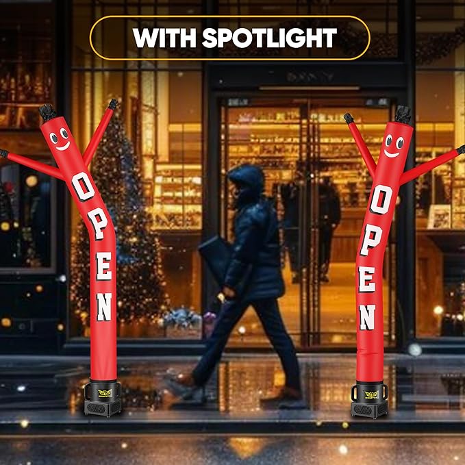 7FT Air Inflatable Waving Tube Man Set with Blower & Wheel, Air Puppet Dance Artist for Mall Opening, Amusement Park, Outdoor Decoration，New Open