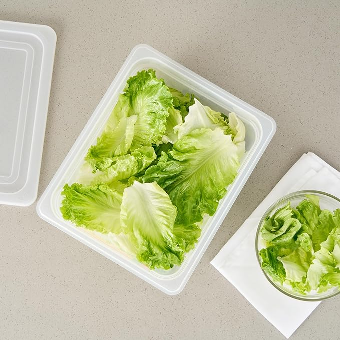Restaurantware Food Pans Pack of 10 Plastic Rectangle Food Containers Half Size with Traceability Label, Storage Containers Dishwashable Hot Cold Friendly for Restaurants Buffet Commercial Use
