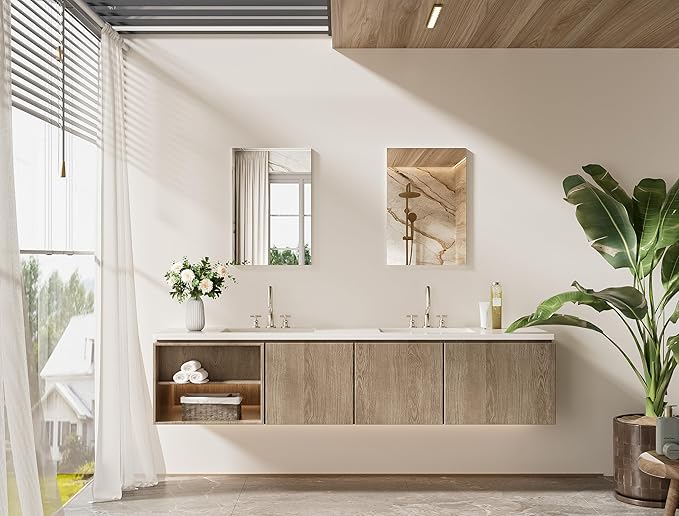 TETOTE Frameless Bathroom Mirror 16" x 24" Frameless Vanity Mirror for Wall Suitable for Bedroom, Living Room, Entryway, Hallway, Home Gym, Vertically/Horizontally