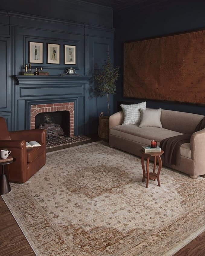 Loloi Magnolia Home by Joanna Gaines Junie Collection JUE-04 Natural/Clay 3'-11" x 5'-7", .38" Pile Height, Accent Rug