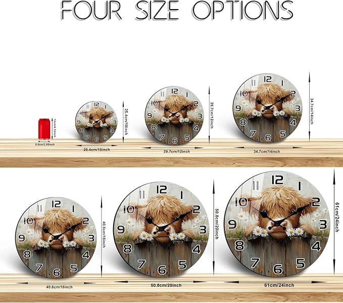 Vintage Wooden Wall Clock for Farmhouse - 16 Inch Large Wall-Clock Silent Non-Ticking Round Country Clock for Living Room, Home Decor Battery Operated