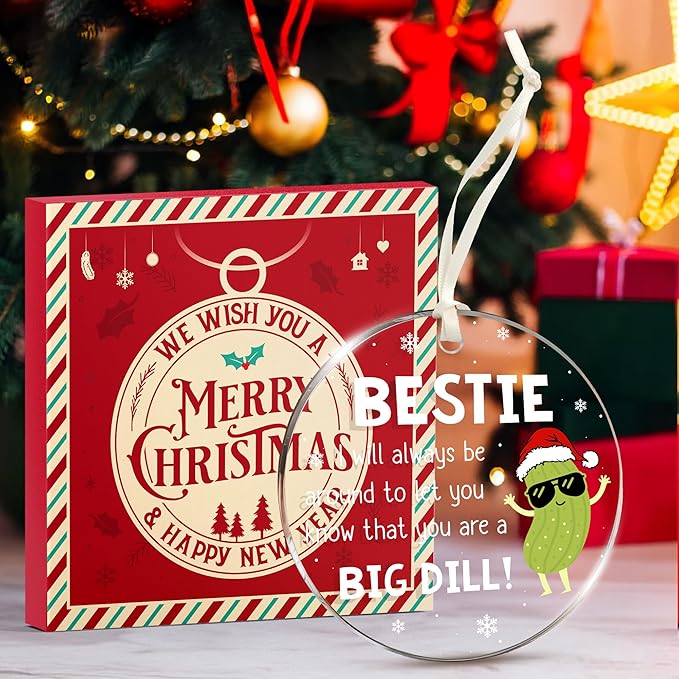 Best Friends Ornament - Pickle Ornaments for Christmas Tree, 2025, Unique Dill Pickle Christmas Ornament, Perfect Besties, Highlighting Big Dill Emotional