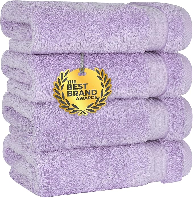 Cotton Paradise Hand Towels for Bathroom, 100% Cotton Turkish 4 Piece Hand Towel Set, Soft Absorbent Face Towels, Lilac Hand Towels